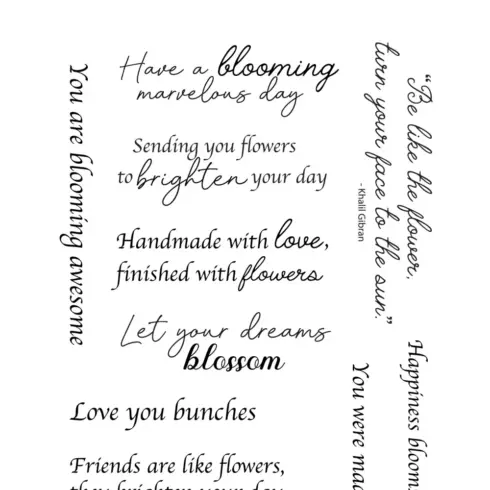 Elizabeth Craft Designs Clear Stamps Beautiful Blooms Sentiments leimasinsetti A6 1