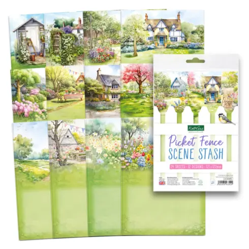 Katy Sue Designs – Picket Fence Scene Stash paperilajitelma 24 kpl