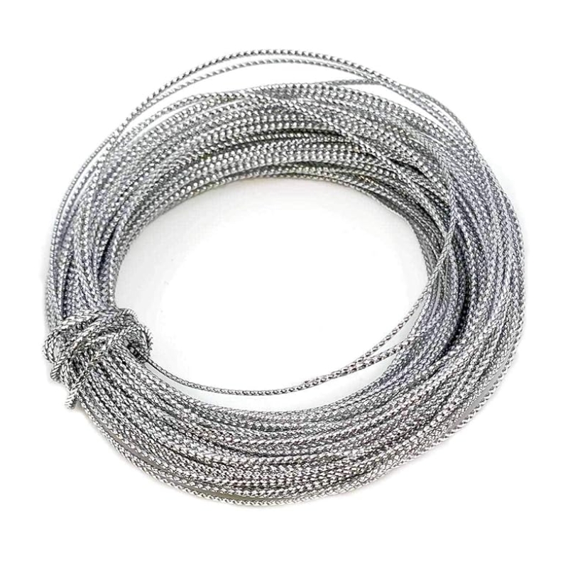 Metallic Cord – nyöri metallinhohtoinen hopea 15m (1mm)