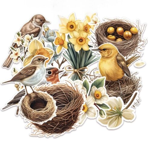Paper Favourites Die-Cuts – Bird Nest leikekuvat (21 kpl)