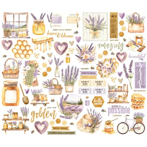 Simple Stories – Bits & Pieces Vintage Lavender Fields leikekuvat (86 kpl)