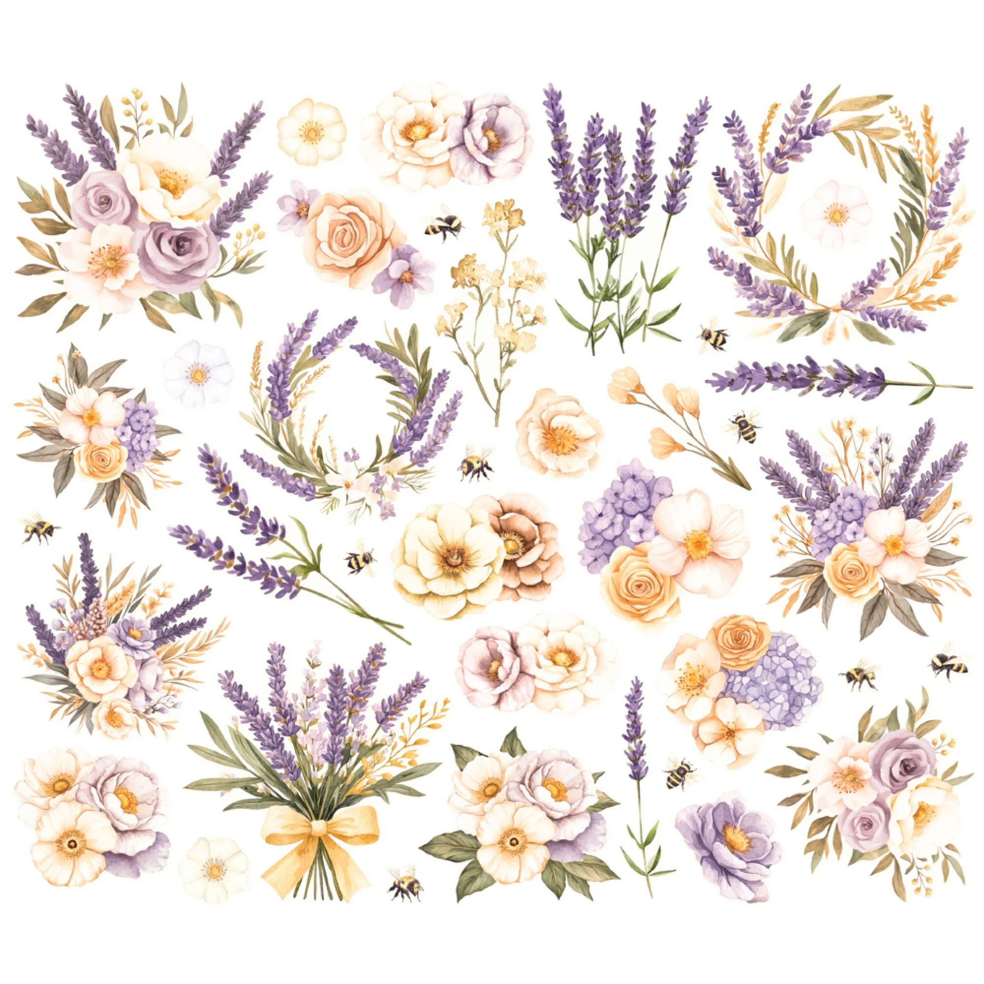 Simple Stories – Floral Bits & Pieces Vintage Lavender Fields leikekuvat (38 kpl)