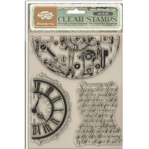 Stamperia Clear Stamps Gardens of Time Half Clocks and Writings leimasinsetti