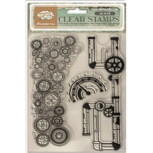 – Sarja: Gardens of Time Stamperia Clear Stamps Gardens of Time Tubes and Clocks leimasinsetti