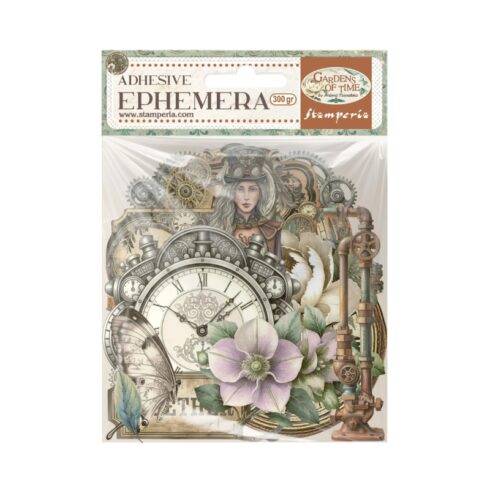 Stamperia Ephemera Gardens of Time leikekuvat liimataustalla (40 kpl)