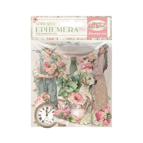 Stamperia – Ephemera House of Roses leikekuvat liimataustalla (46 kpl)