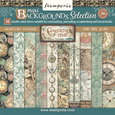 Stamperia Gardens of Time Backgrounds paperilajitelma 30 x 30 cm
