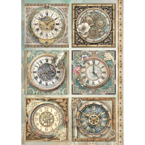 Stamperia Gardens of Time Clocks Rice Paper riisipaperi A4