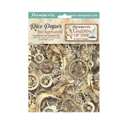 Stamperia Gardens of Time Mini Rice Paper Backgrounds riisipaperi (8 kpl) A6