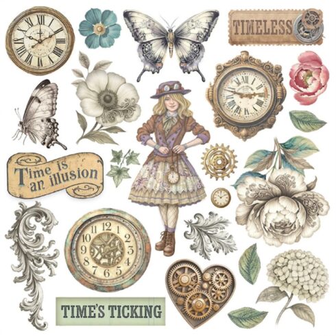 Stamperia Rub On Kit Gardens of Time Assortment siirtokuvat 2