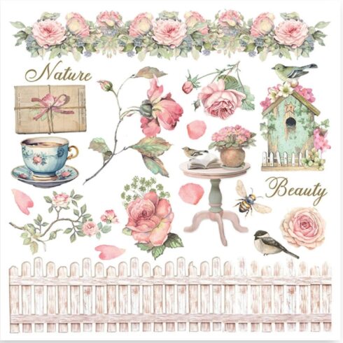 Stamperia Rub On Kit House of Roses Assortment siirtokuvat 155 x 155 cm 6 kpl 1
