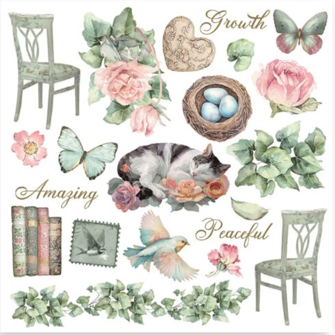Stamperia Rub On Kit House of Roses Assortment siirtokuvat 155 x 155 cm 6 kpl 2