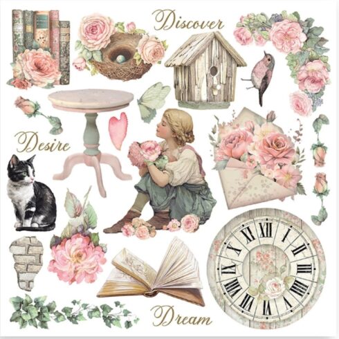 Stamperia Rub On Kit House of Roses Assortment siirtokuvat 155 x 155 cm 6 kpl 3