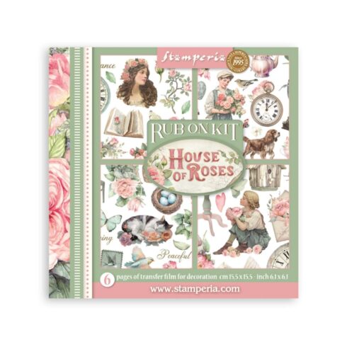 Stamperia Rub-On Kit House of Roses Assortment siirtokuvat 15,5 x 15,5 cm (6 kpl)