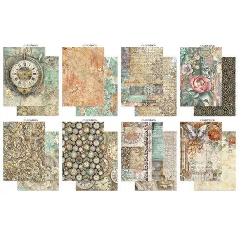 Stamperia – Gardens of Time Junk Journal Focus Points Backgrounds Cut Outs lehtio 16 kpl A5