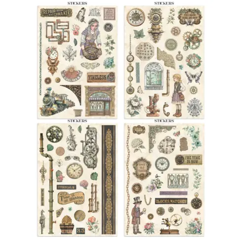 Stamperia – Gardens of Time Junk Journal Stickers Backgrounds Cut Outs lehtio