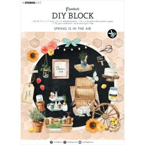Studio Light Die-Cut Designer Paper Pad – Spring Is In The Air paperit ja leikekuvat A4
