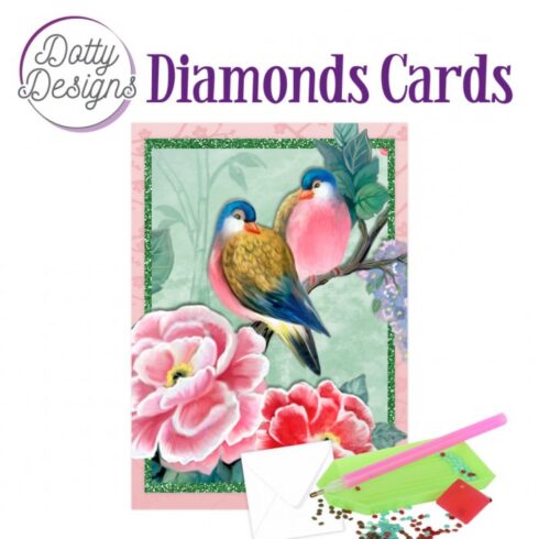 Timanttimaalauskortti Dotty Designs BIRDS WITH FLOWERS 10x15cm
