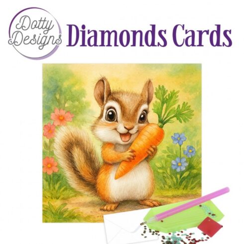 Timanttimaalauskortti Dotty Designs CUTE SQUIRREL 15x15cm