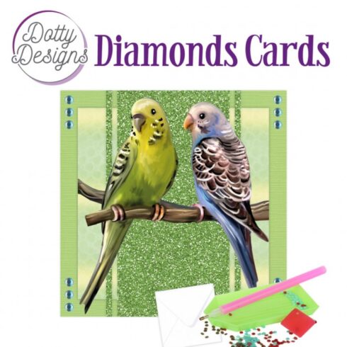 Timanttimaalauskortti Dotty Designs PARAKEETS 15x15cm