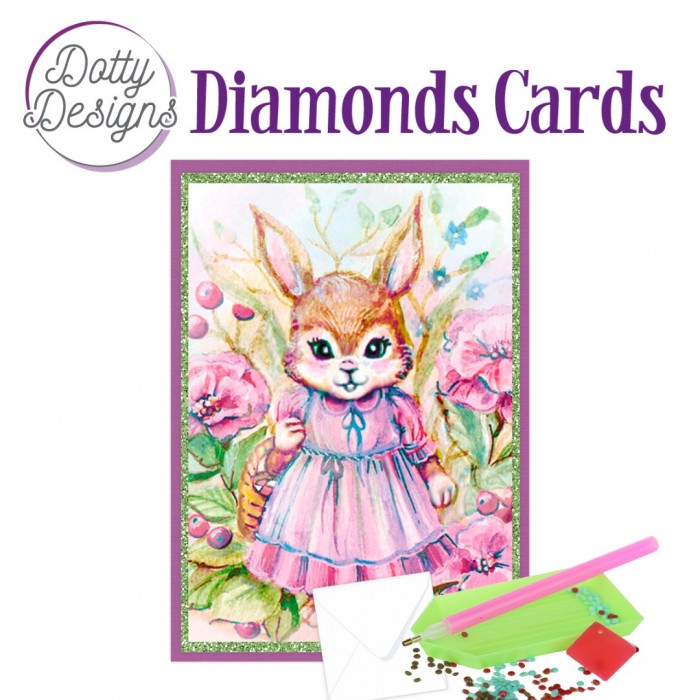 Timanttimaalauskortti Dotty Designs RABBIT IN DRESS 10x15cm