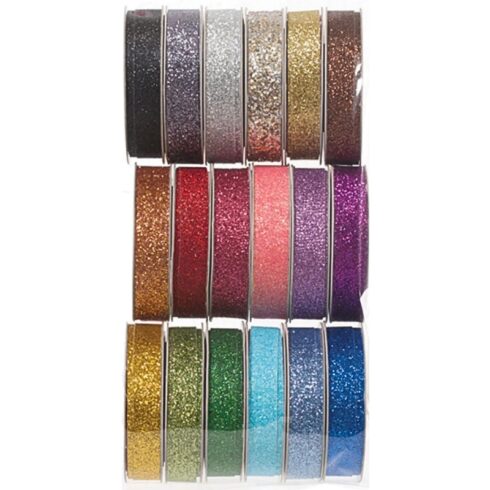 American Crafts – Glitter Ribbon kimallenauhat (18 kpl)