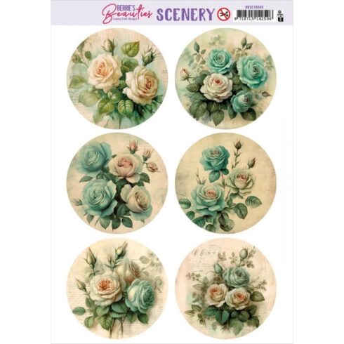 Berrie’s Beauties Blue Roses Round korttikuvat (6 kpl)