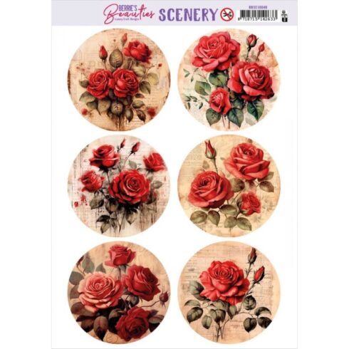 Berrie’s Beauties Red Roses Round korttikuvat (6 kpl)