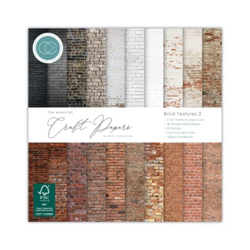 Craft Consortium Brick Textures 2 paperilehtiö 15 x 15 cm