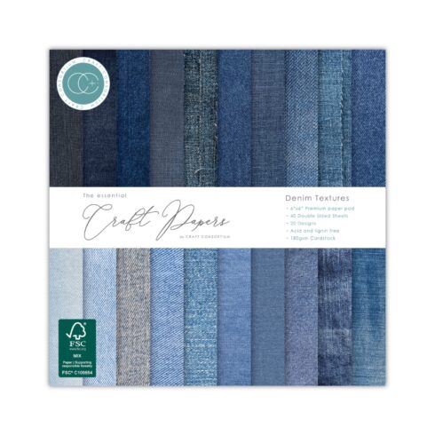 Craft Consortium Denim Textures paperilehtiö 15 x 15 cm
