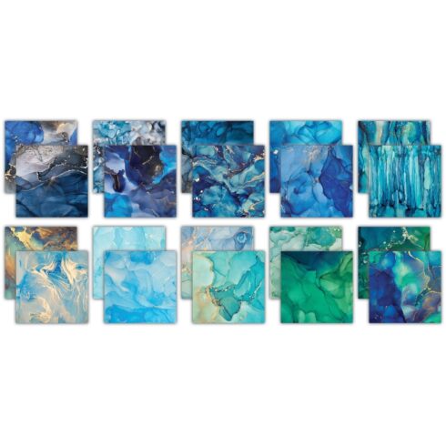 Craft Consortium Ink Drops Ocean 2 paperilehtio