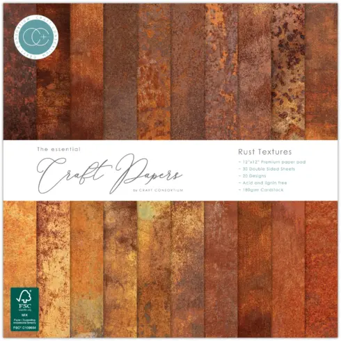 Craft Consortium Rust Textures paperilehtiö 30 x 30 cm