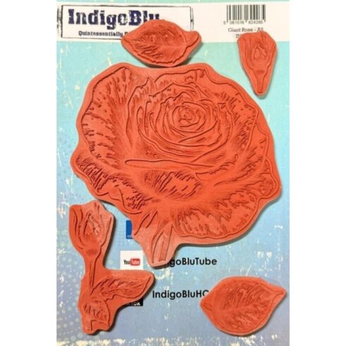 Indigo Blu Rubber Stamp Giant Rose leimasinsetti 4