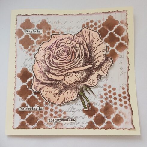 Indigo Blu Rubber Stamp Giant Rose leimasinsetti