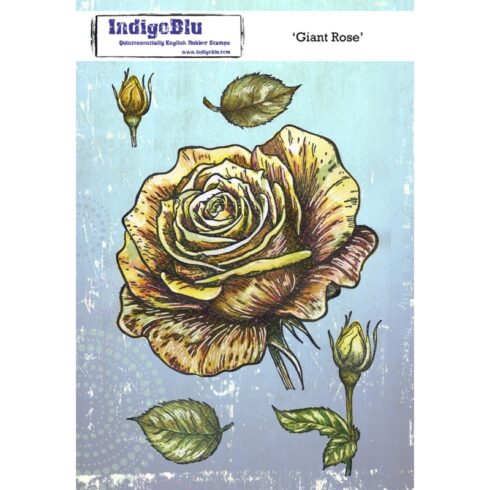 Indigo Blu Rubber Stamp – Giant Rose leimasinsetti (A5)