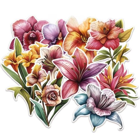 Paper Favourites Die-Cuts – Elegant Lily & Orchid leikekuvat (22 kpl)