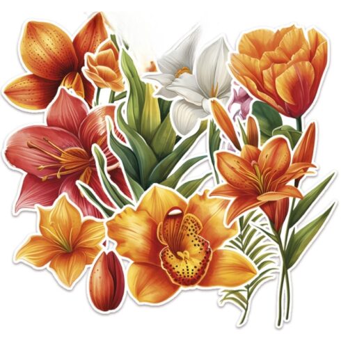 Paper Favourites Die-Cuts – Warm-Toned Lily & Orchid leikekuvat (24 kpl)