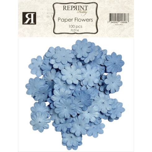 Reprint – Mini Paper Flowers Dusty Blue Paperikukat (100kpl)