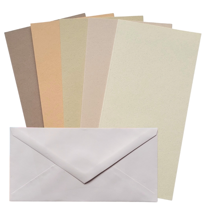 Slim Tall korttipohjat + kirjekuoret 10,5x21,0cm NEUTRALS 20 kpl