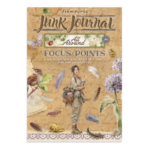 Stamperia All Around Junk Journal Focus Points Backgrounds, Cut-Outs lehtiö (16 kpl) A5