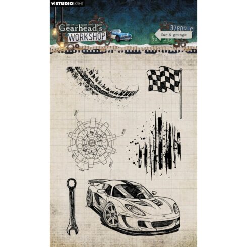 Studio Light Clear Stamp Gearhead’s Workshop Car & Grunge leimasinsetti (1)