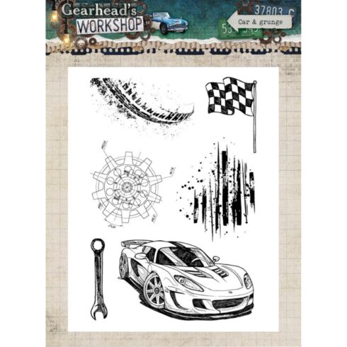 Studio Light Clear Stamp Gearheads Workshop Car Grunge leimasinsetti