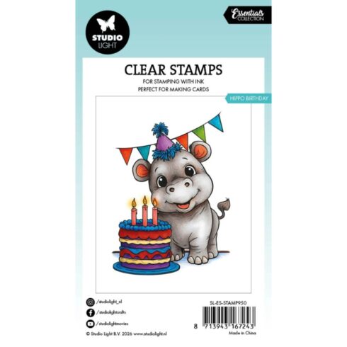 Studio Light Coloring Clear Stamp Hippo Birthday leimasin 1