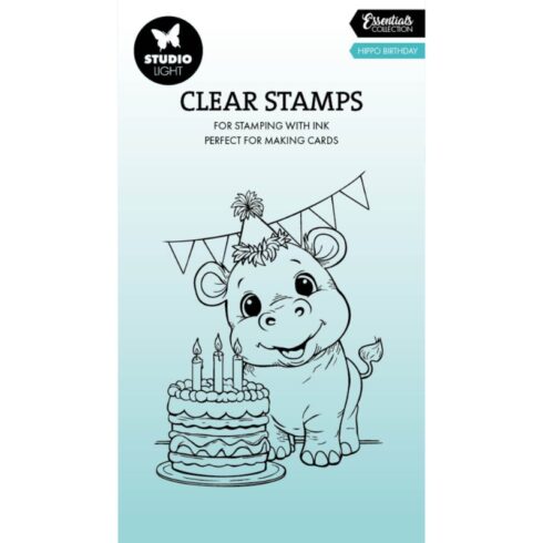 Studio Light Coloring Clear Stamp – Hippo Birthday leimasin