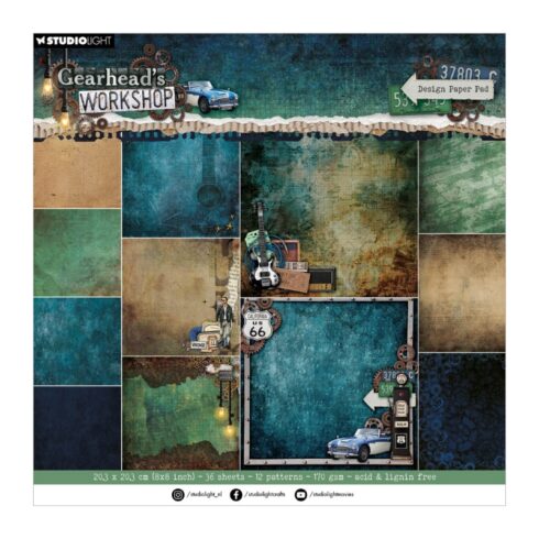 Studio Light Paper Pad Gearhead’s Workshop Background paperilehtiö 20x20cm
