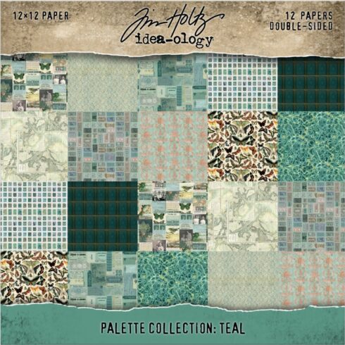 Tim Holtz Idea-ology Palette Collection Teal paperilajitelma 30 x 30 cm