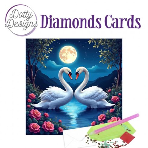 Timanttimaalauskortti Dotty Designs SWANS 15x15cm