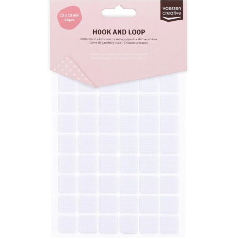 Vaessen Creative – Hook & Loop Stickers neliö tarrapalat 15mm (60 kpl)
