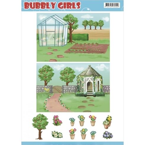 Yvonne Creations Kuviopaperi – Bubbly Girls Gardening Backgrounds (A4)