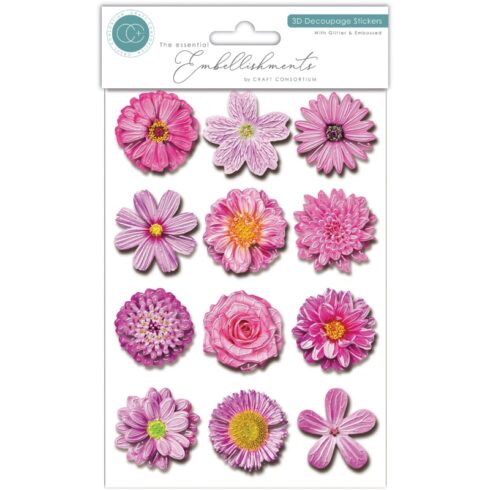 Craft Consortium 3D Decoupage Stickers Flowers Mini 3D-kukat (koottuna) (2)